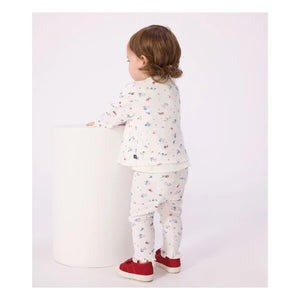 Petit Bateau - Çiçek Desenli Fitilli Tayt | Beyaz