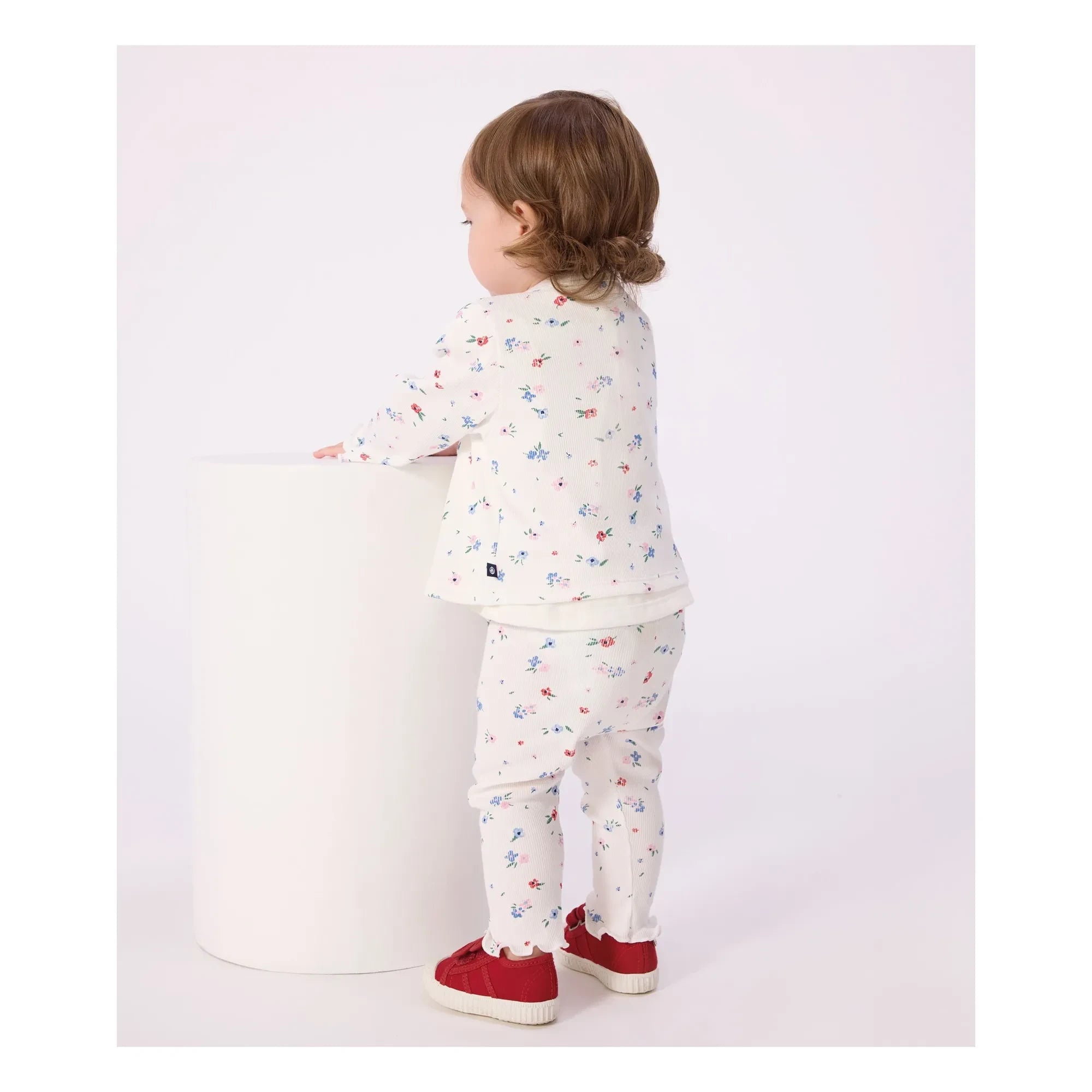 Petit Bateau - Çiçek Desenli Fitilli Tayt | Beyaz