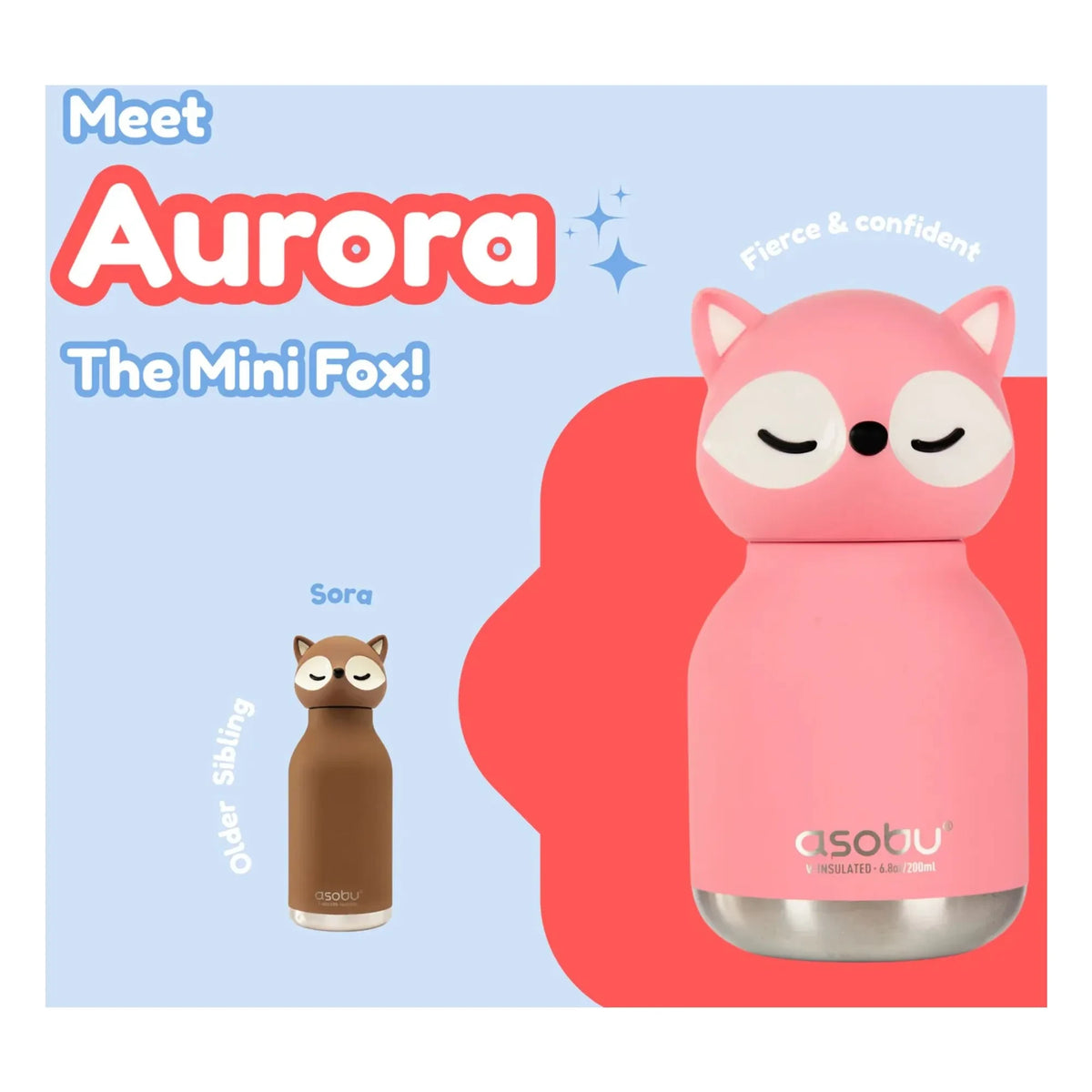 Asobu - Renard paslanmaz çelik mini matarası | Pembe