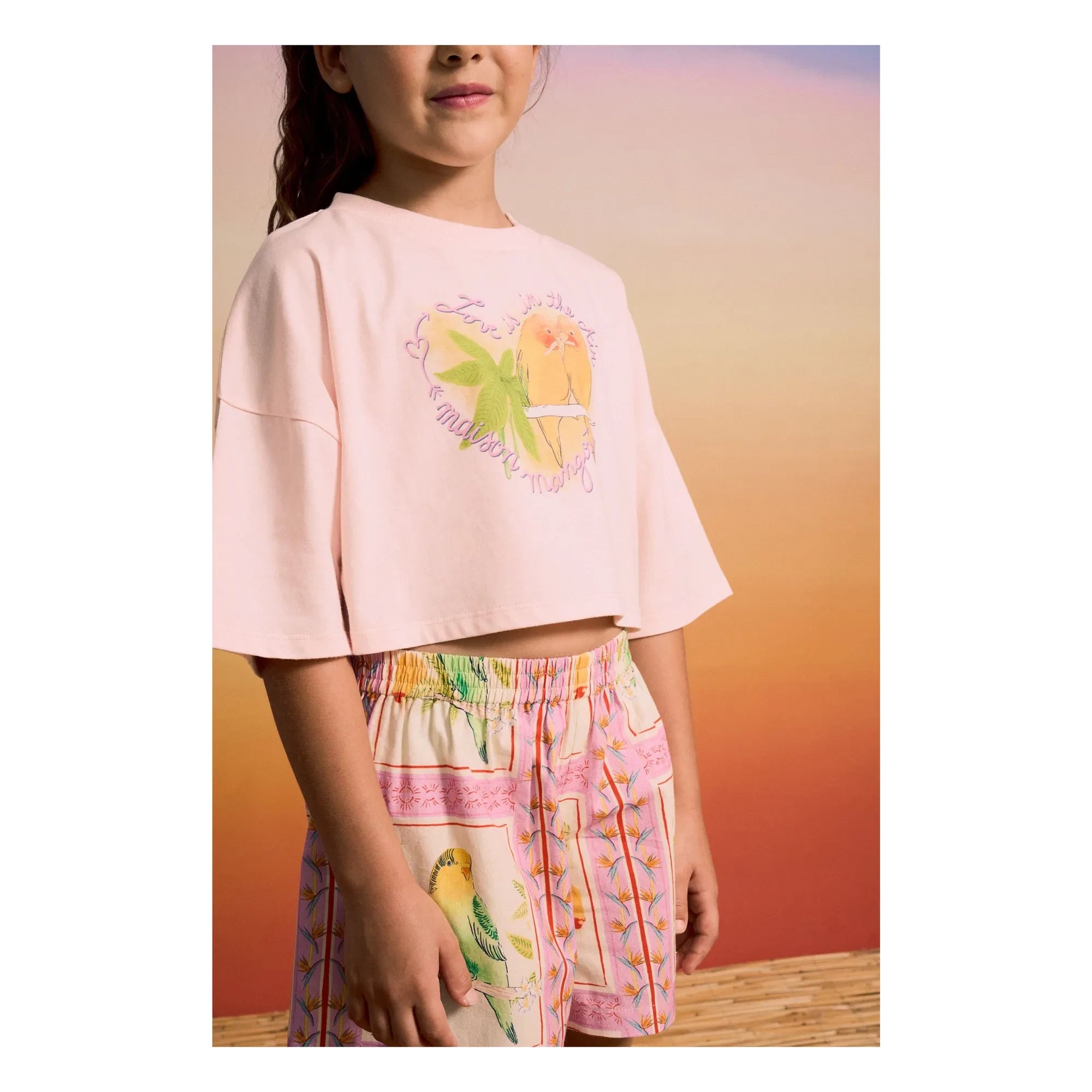Maison Mangostan - Birds Crop T-shirt | Soluk Pembe