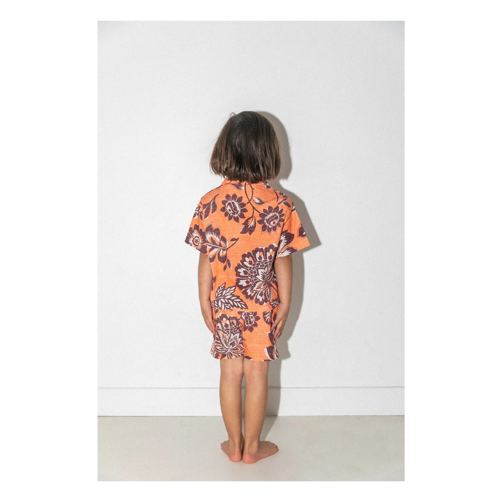 Club Trésor - Tiki Waikiki Popeline Hemd und Shorts Set | Orange