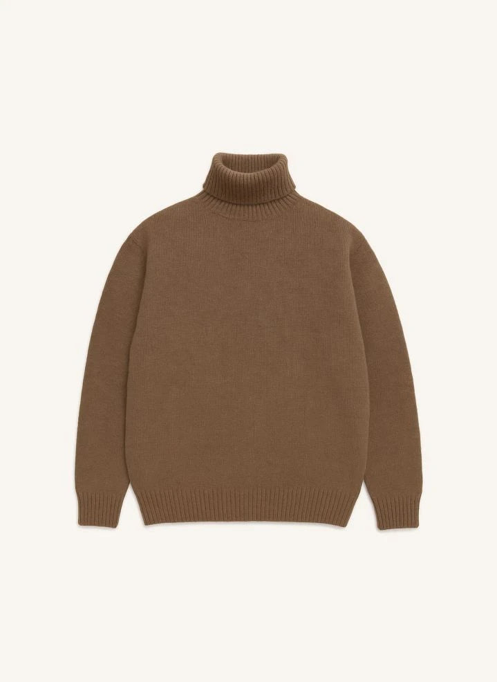 Origin Knitwear - Suéter de Cuello Alto sin Costuras | Marrón