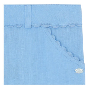 Tartine et Chocolat - Linen Ruffle Pants with Pockets | Light blue
