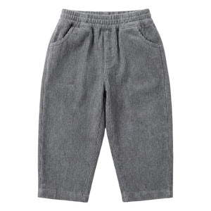 Studio Bohème - Fein gerippte Samt-Karottenhose aus Bio-Baumwolle | Grau-Blau