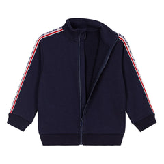 Petit Bateau - Sudadera con cremallera y rayas de contraste | Azul noche