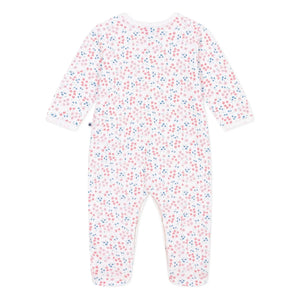 Petit Bateau - Bestickter Samt-Schlafanzug mit Blumenmuster | Weiß