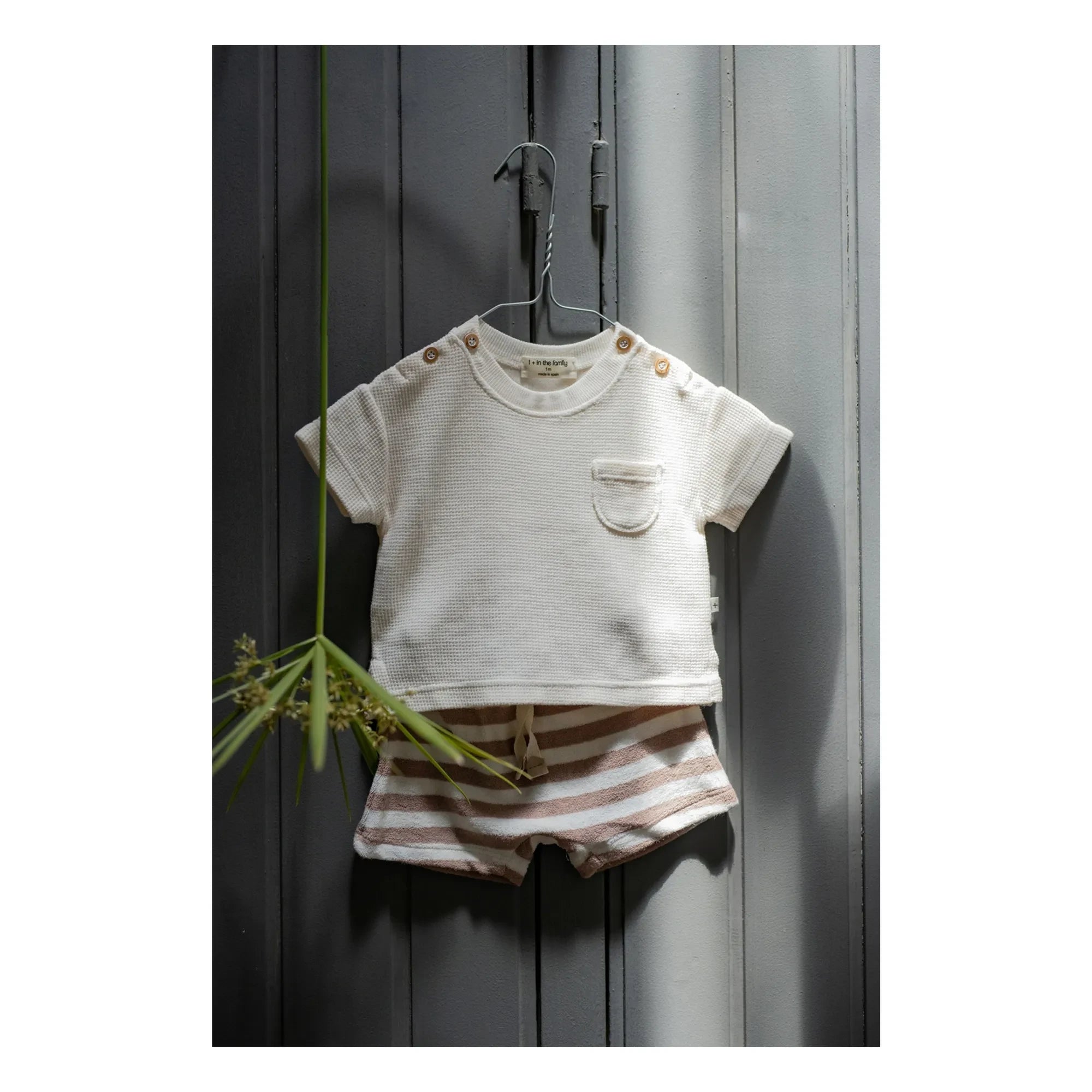 1+ in the family - Feres Striped Towel Bermuda Shorts | Taupe Brown