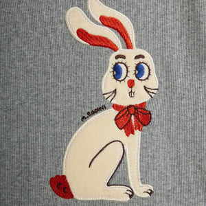 Mini Rodini - Bio-Baumwoll-T-Shirt mit Hasenapplikation | Grau Melange