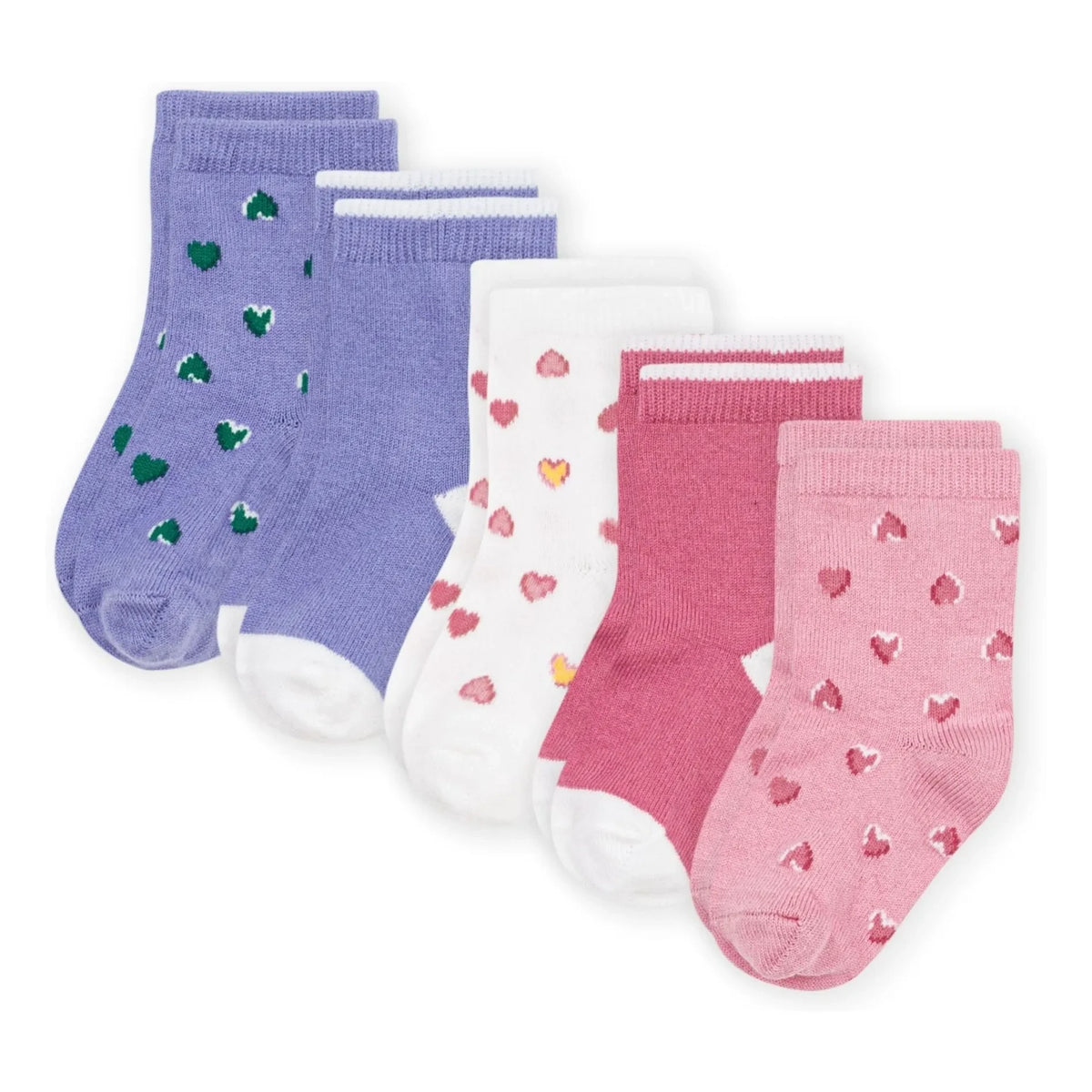 Petit Bateau - Calcetines Corazón Pack de 5 | Morado