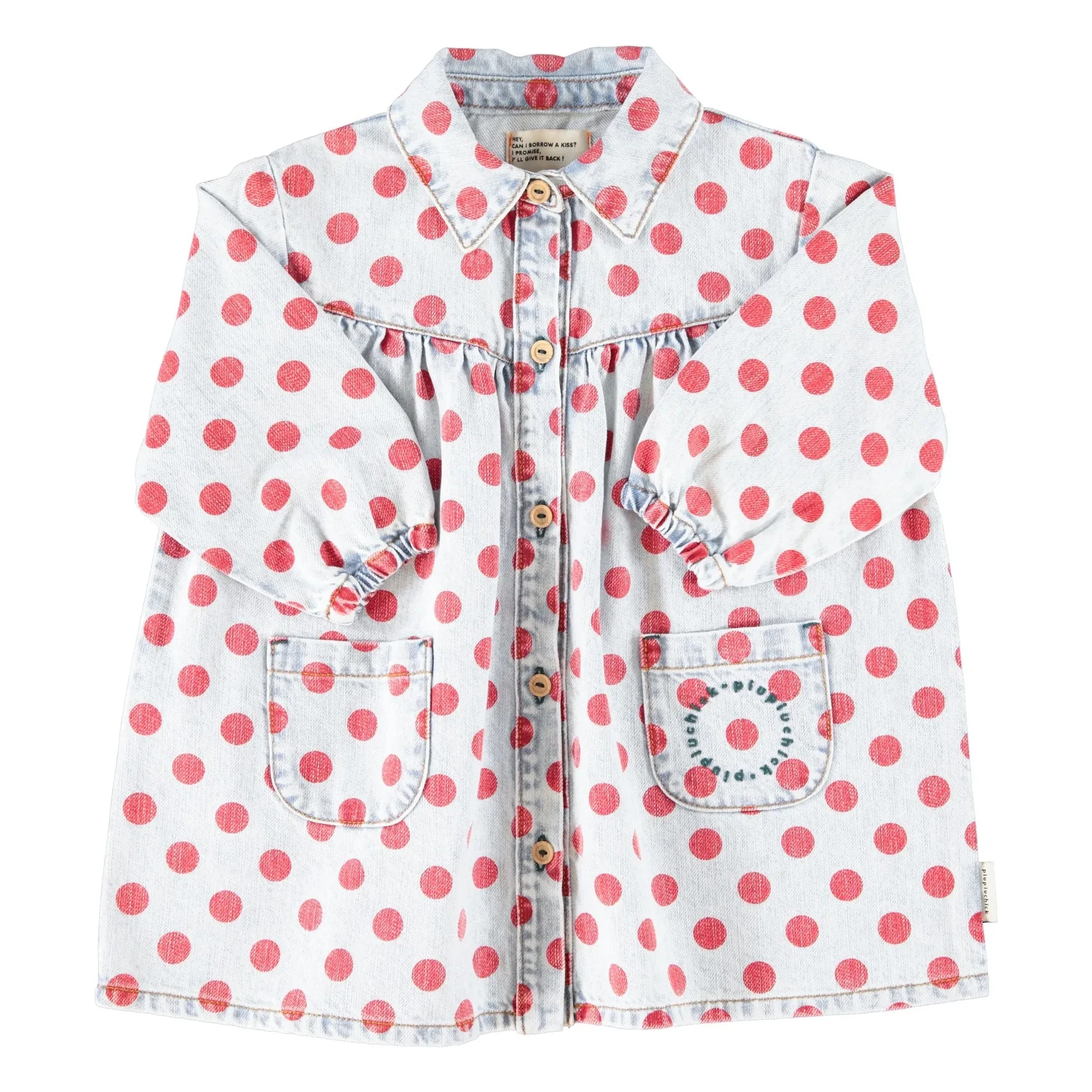 Piupiuchick - Pois Denim Elbise | Açık Mavi