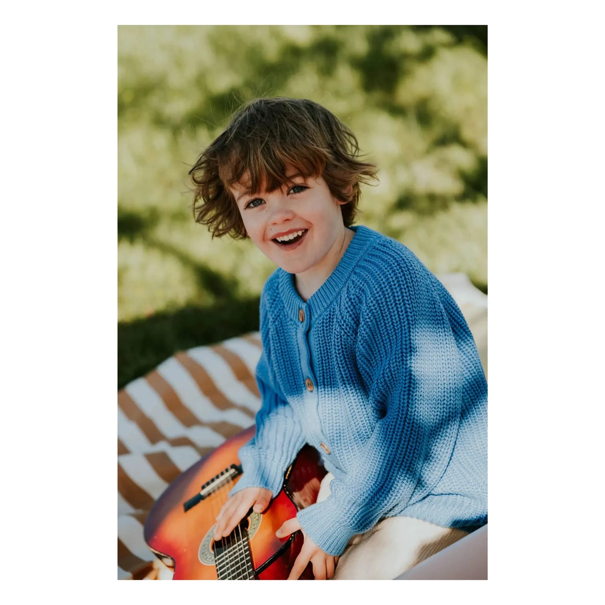 Yuki - Organik Pamuk Raglan Hırka | Mavi