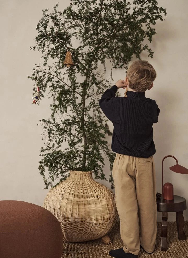 Ferm Living - Χριστουγεννιάτικα στολίδια από πλεκτό ρατάν σε σχήμα καμπάνας - Σετ 3 τεμαχίων