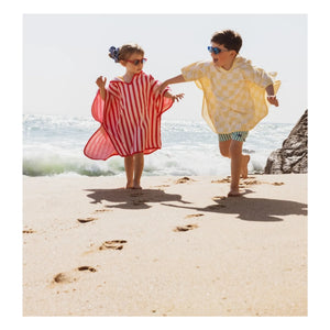 Jera Mini - Gingham Towel Poncho | Light Yellow