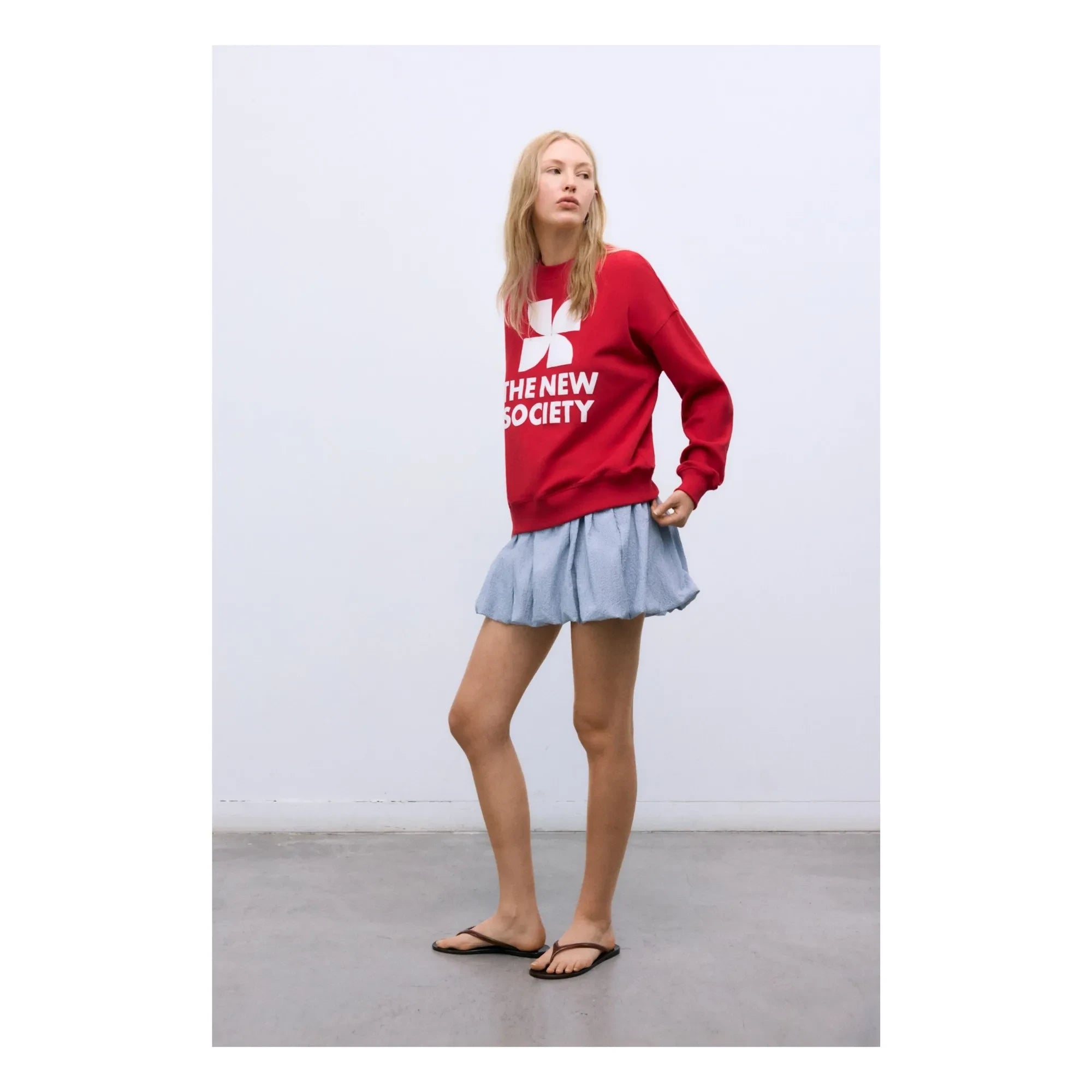 the new society - TNS Logo Pamuk Sweatshirt | Kırmızı