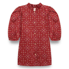 birinit - Vestido de Algodón Orgánico con Manga 3/4 Ribera | Burdeos