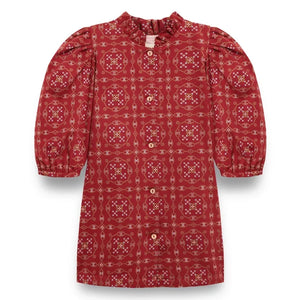 birinit - Vestido de Algodón Orgánico con Manga 3/4 Ribera | Burdeos