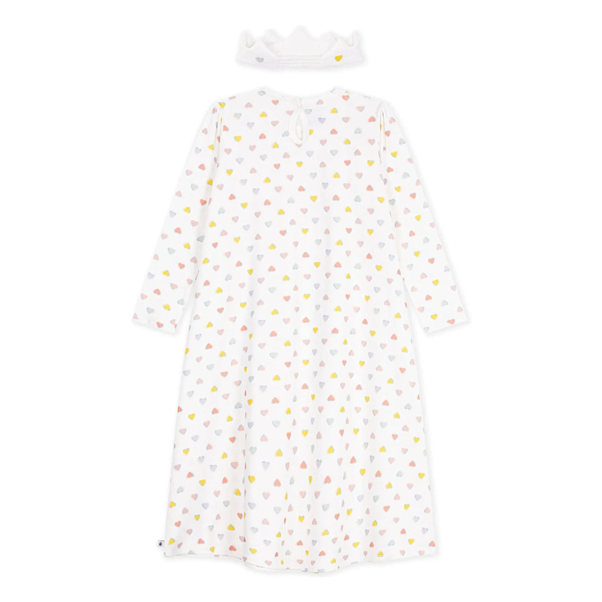 Petit Bateau - Organik pamuklu kalpli ve taçlı gecelik seti | Beyaz