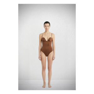 Vanessa Sposi - Vanessa Sposi X Laura Brown: Traje de baño de una pieza Balconette | Chocolate