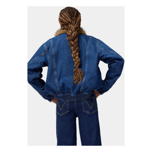 Molo - Hiroie Denim Organik Pamuk Kürk Yakalı Ceket | Mavi