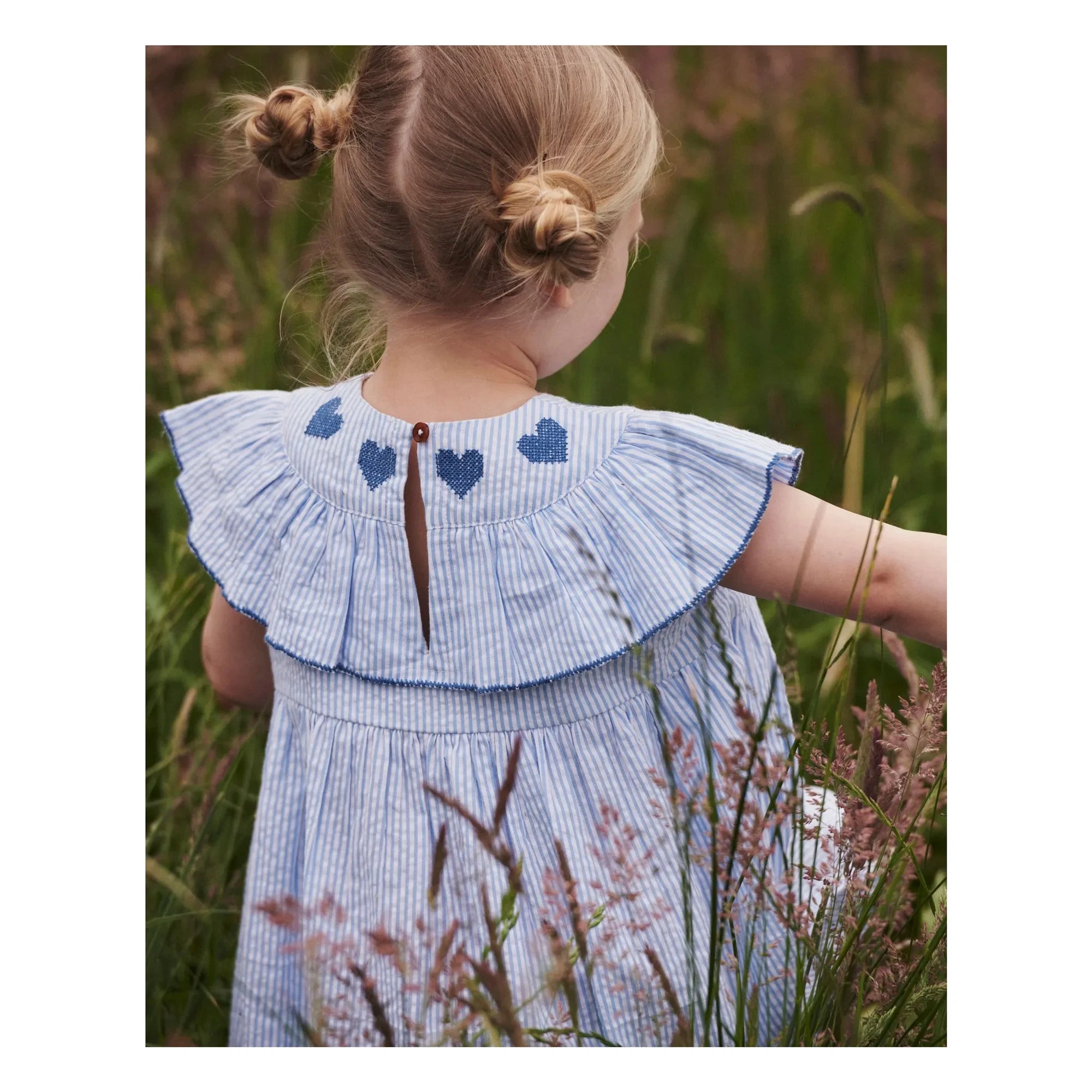 Copenhagen Colors - Striped Seersucker Organic Cotton Dress | Light Blue