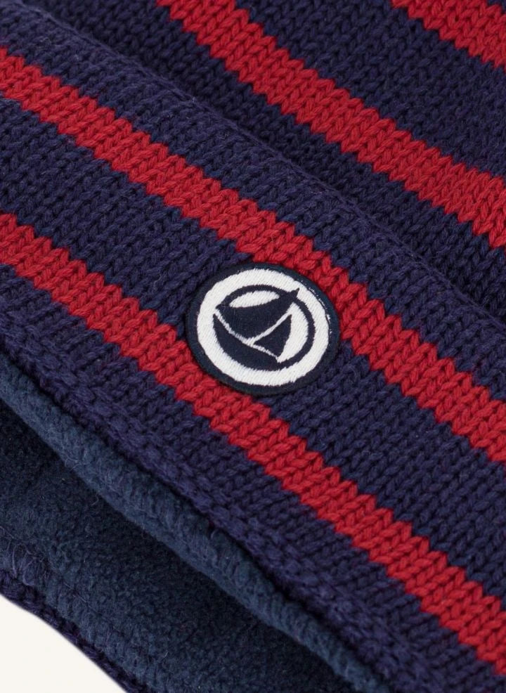 Petit Bateau - Organik pamuklu çizgili şapka | Gece mavisi