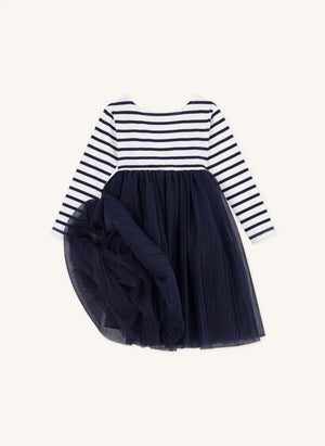Petit Bateau - Tül Çizgili Elbise | Lacivert