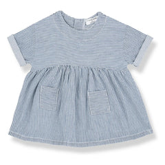 1+ in the family - Striped Margalida Denim Dress Organic Cotton | Light Blue