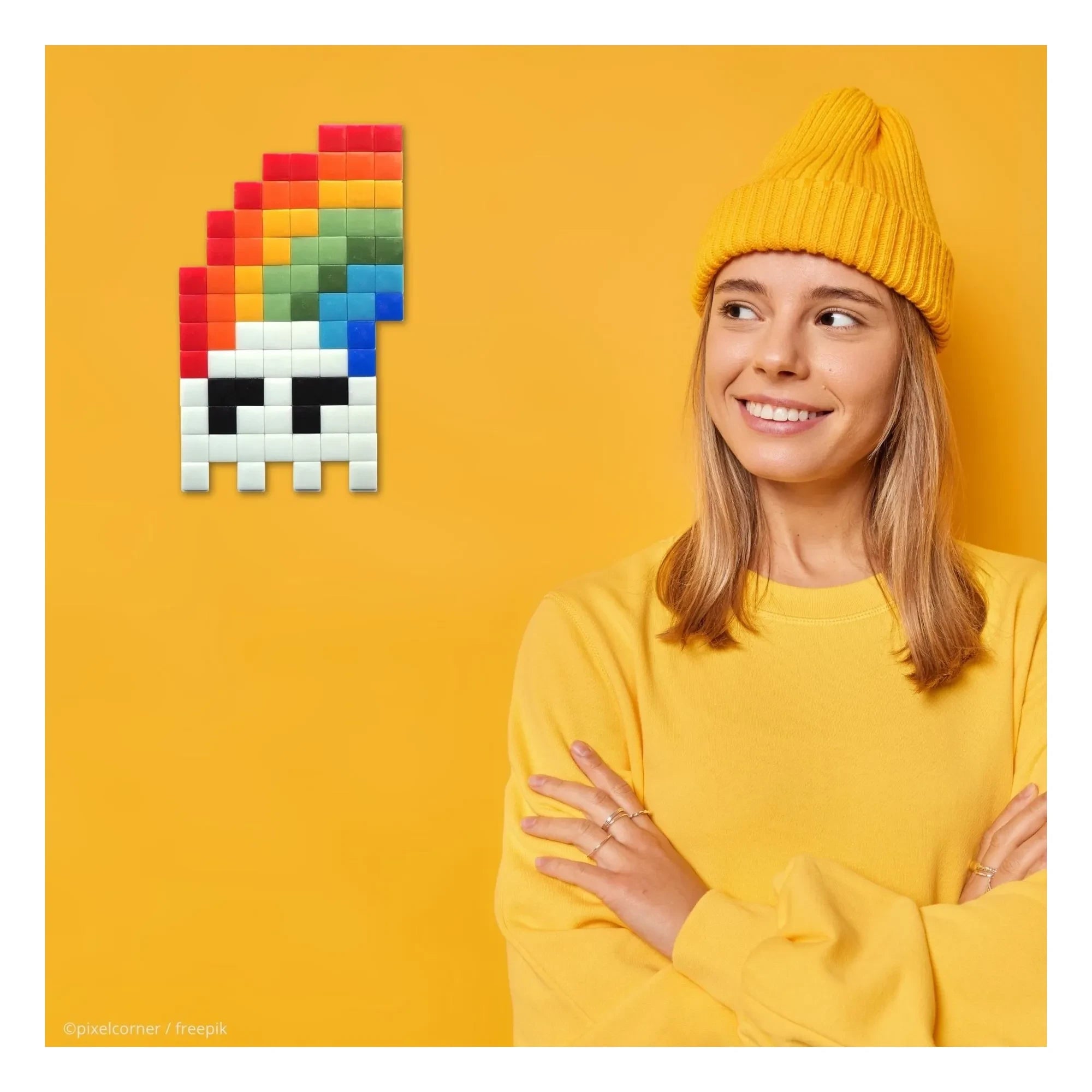 Pixel Corner - Glow in the Dark Pixel Art Kit - Rainbow in the Dark