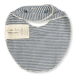 Gray Label - Organic Cotton Striped Bib | Grey blue