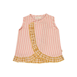 Lilinoa - Striped cotton voile double-breasted top | Powder Pink