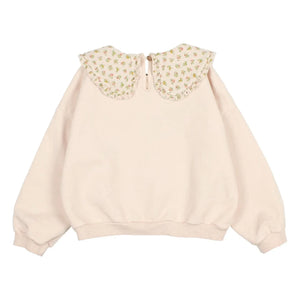 Búho - Organik Pamuk Cottage Çiçekli Claudine Yakalı Sweatshirt | Açık Pembe