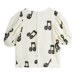 Mini Rodini - Notes Organic Cotton Muslin Blouse | White