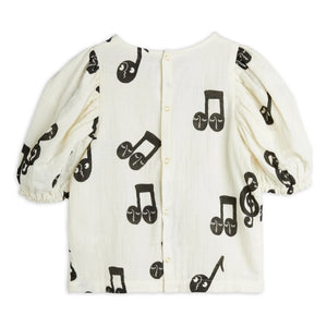 Mini Rodini - Notes Organic Cotton Muslin Blouse | White