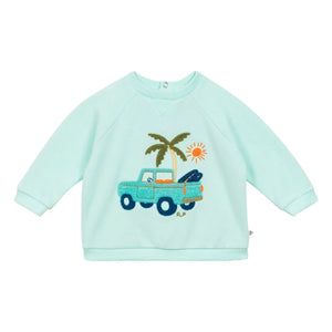 Arsène et Les Pipelettes - Sweat Car Bio-Baumwolle Baby | Türkis