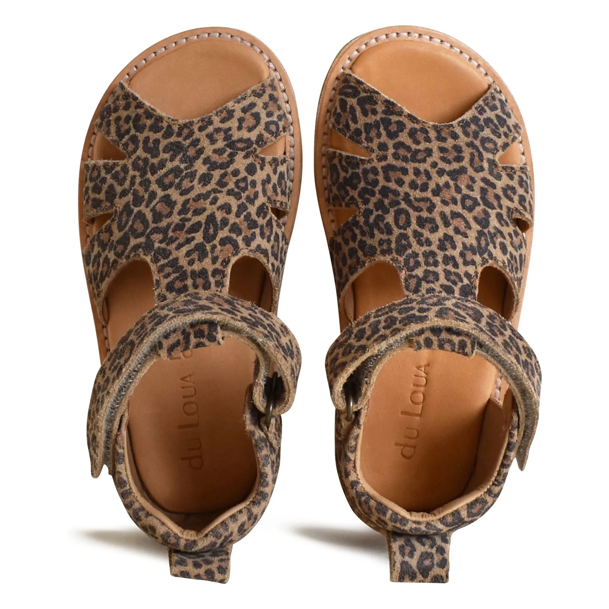 du Loua - Du Eden Leopar Süet Sandalet | Kahverengi