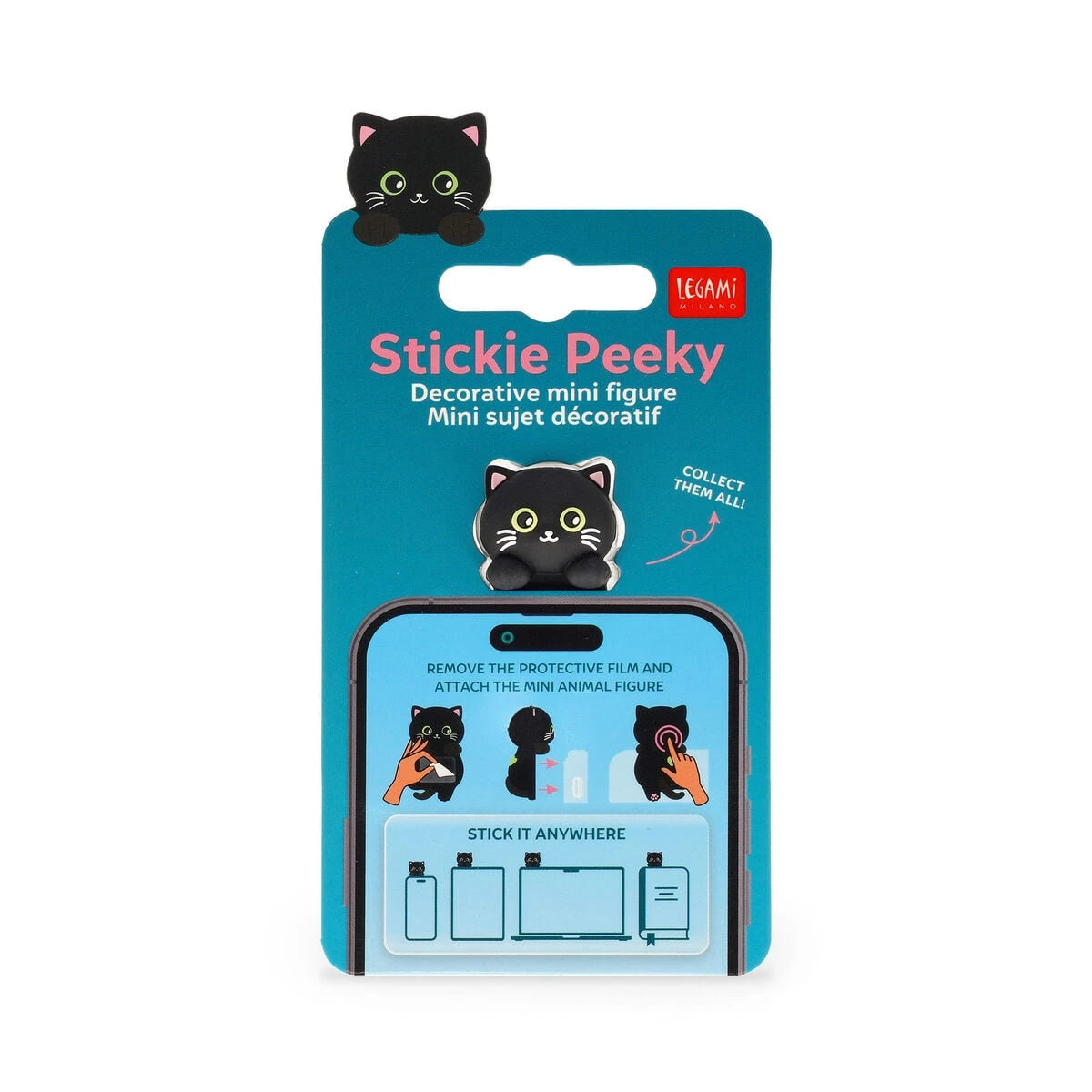 Legami - Dekoratif Yapışkanlı Figürin - Stickie Peeky - Kedi
