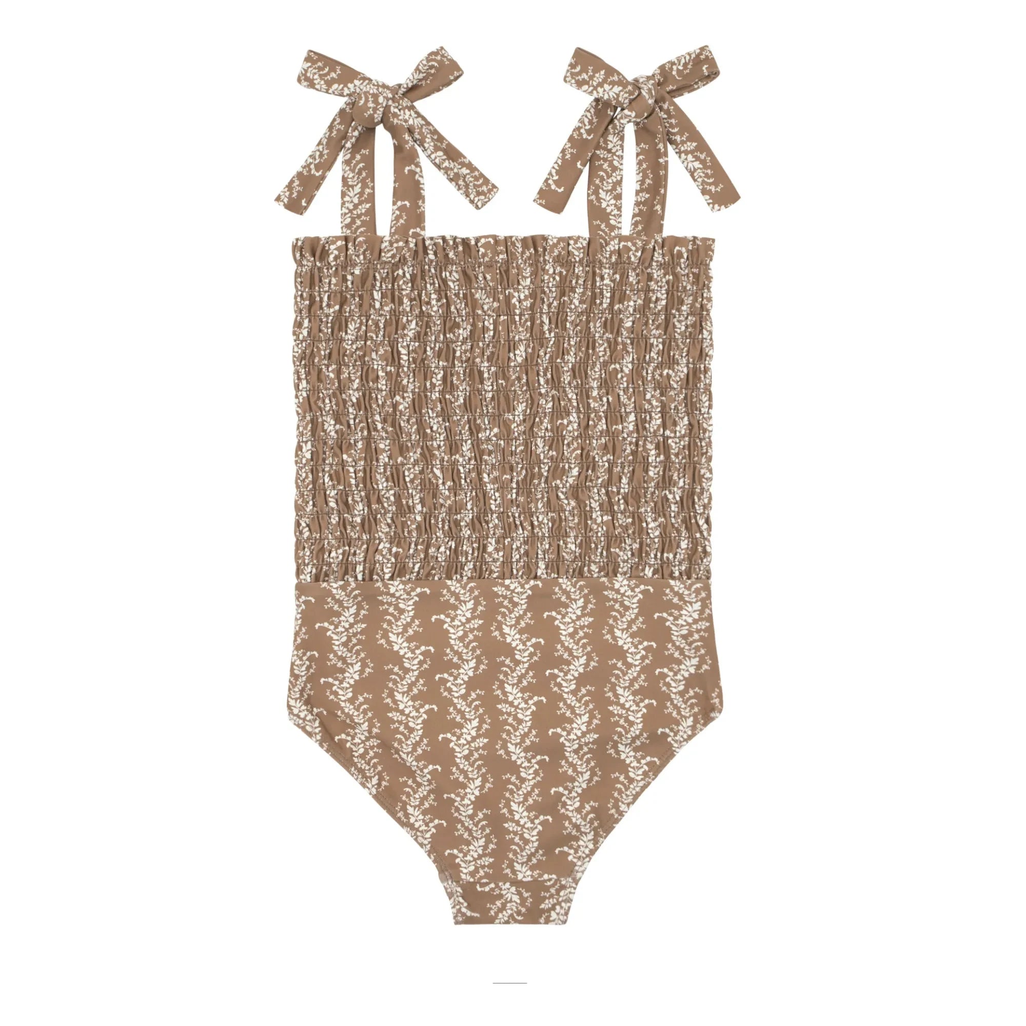 Minnow - Floral Patterned Ruffled 1-Piece Swimsuit | Brown