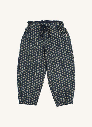Búho - Blumenmuster Mädchenhose | Dunkelblau
