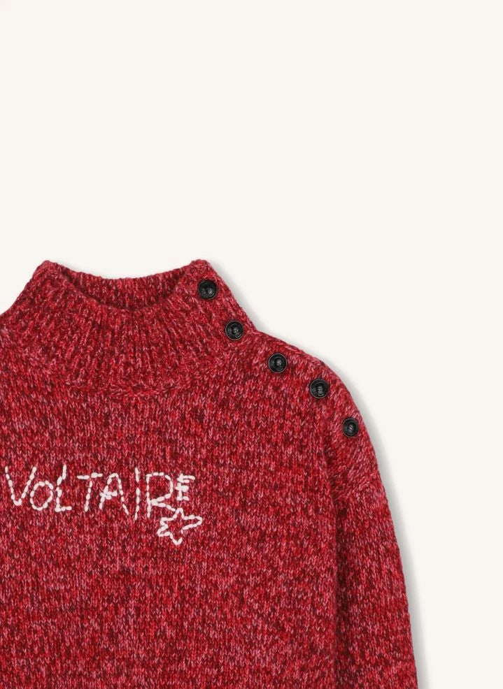 Zadig & Voltaire - Voltaire Düğmeli Kazak | Ahududu Kırmızısı