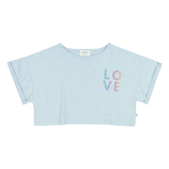 Jenest - Lizzy Love Organik Pamuk Crop Tişört | Açık Mavi