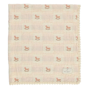 Bebe Organic - Schaukelpferd Bio-Baumwolldecke | Dusty Pink