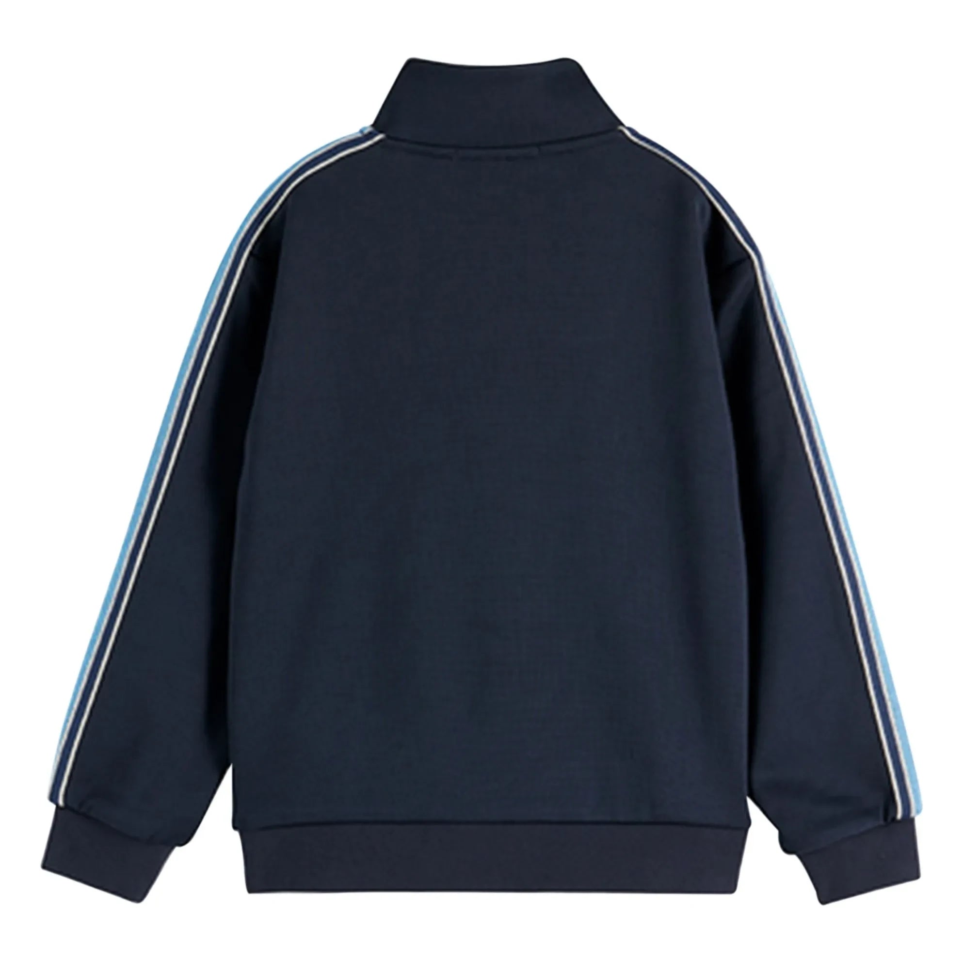 Scotch & Soda – Gestreiftes Sweatshirt mit Reißverschluss | Marineblau