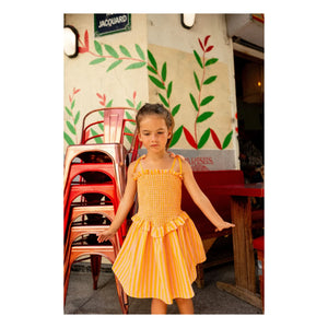 Louis Louise - Striped Eden Drawstring Dress | Orange