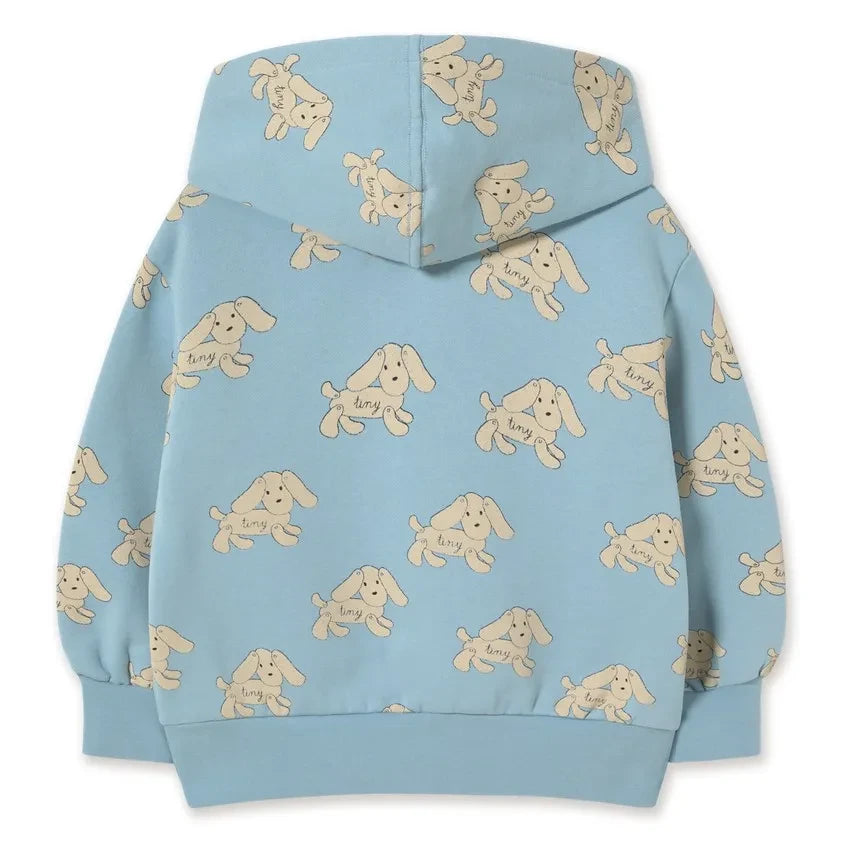 Tinycottons - Organik Pamuklu Köpek Desenli Kapüşonlu Sweatshirt | Açık mavi