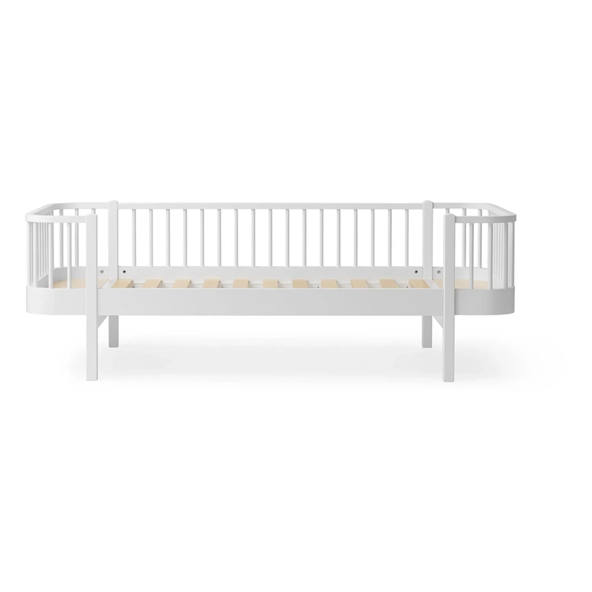 Oliver Furniture - Meşe kaplamalı ahşap yatak 90x200 cm | Beyaz
