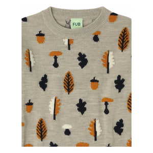 FUB - Jacquard-Merinowollpullover | Heather beige