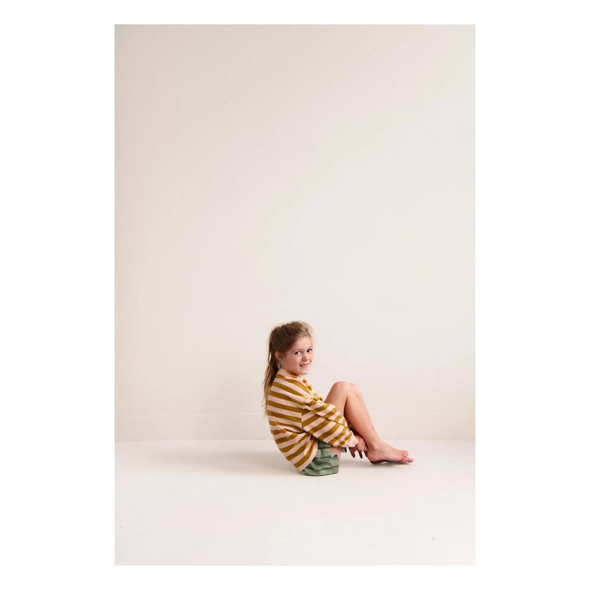 Jenest - Millie çizgili organik pamuk sweatshirt | Hardal