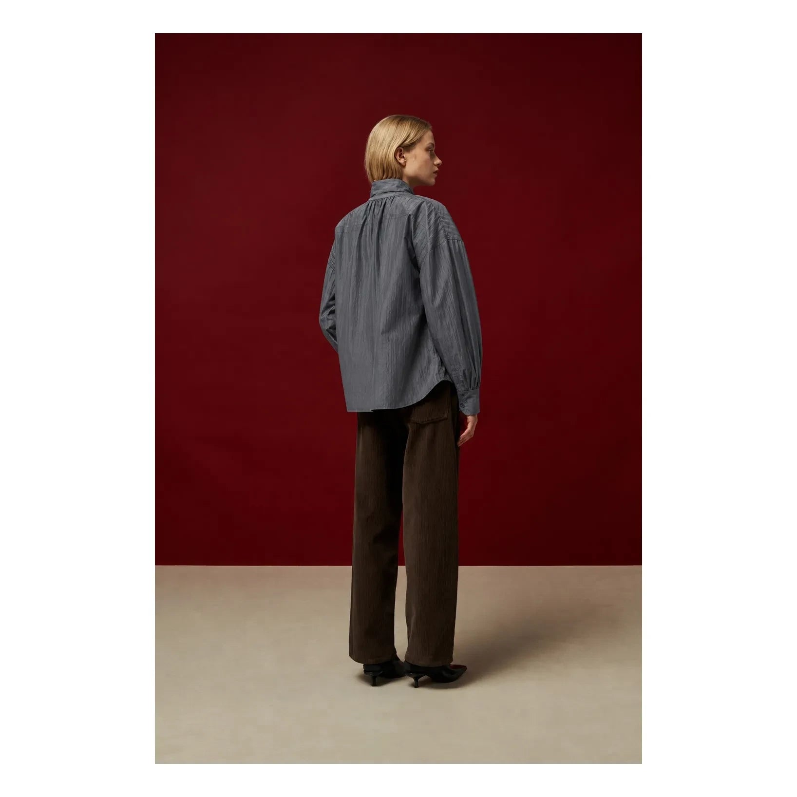 BELLEPIECE - Tom Cotton Poplin Bluse | Steel