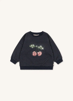 Konges Sløjd - Lou Polka Dot Organik Pamuklu Sweatshirt | Lacivert