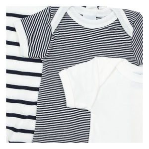 Petit Bateau - 3-Piece Organic Cotton Striped Sleeveless Romper Set | Blue